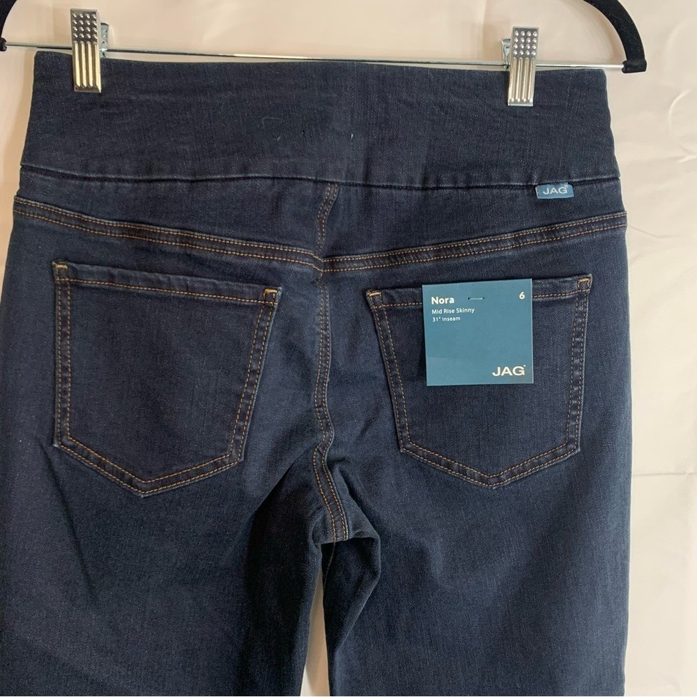NWT JAG Women's Nora Mid Rise Skinny Pull-On Dark Elastic Jeans, size 6, 31” - Picture 8 of 12